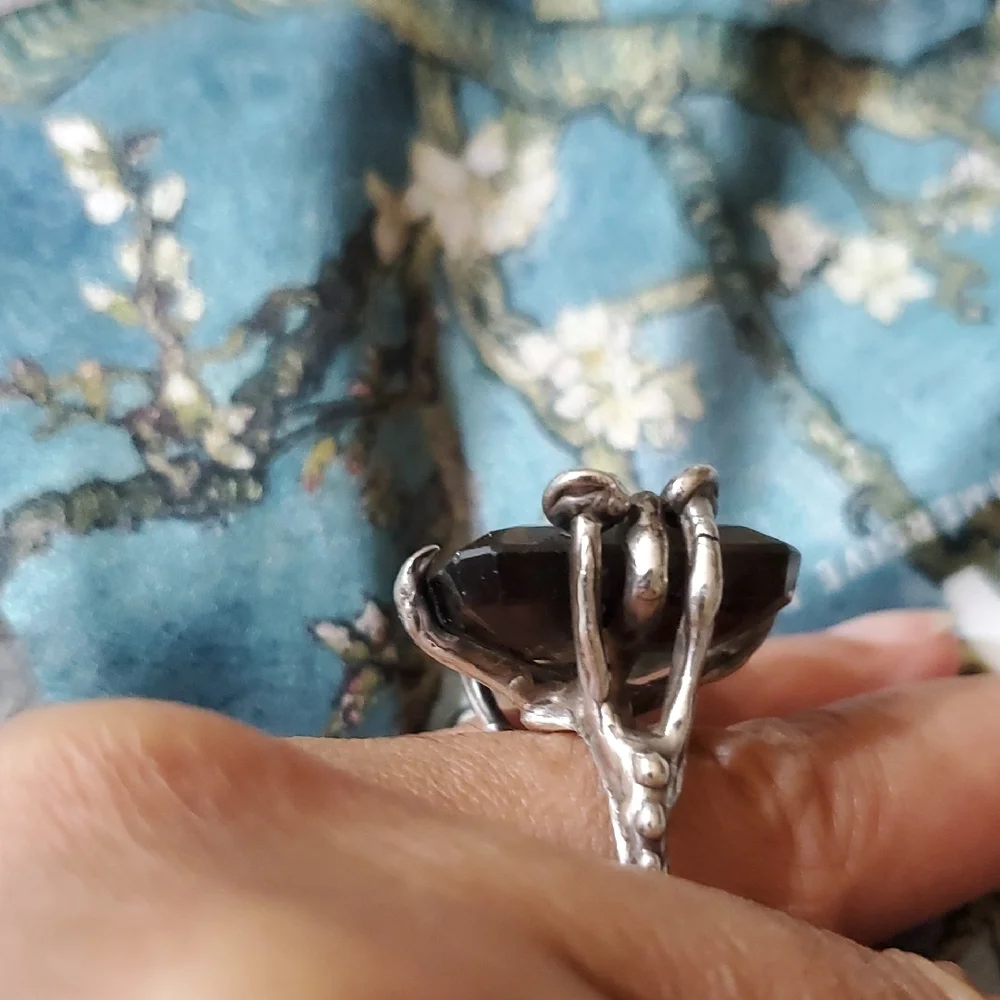 Smokey Topaz and Sterling Silver Gemstone Ring  7.5 - Picture 3 of 8